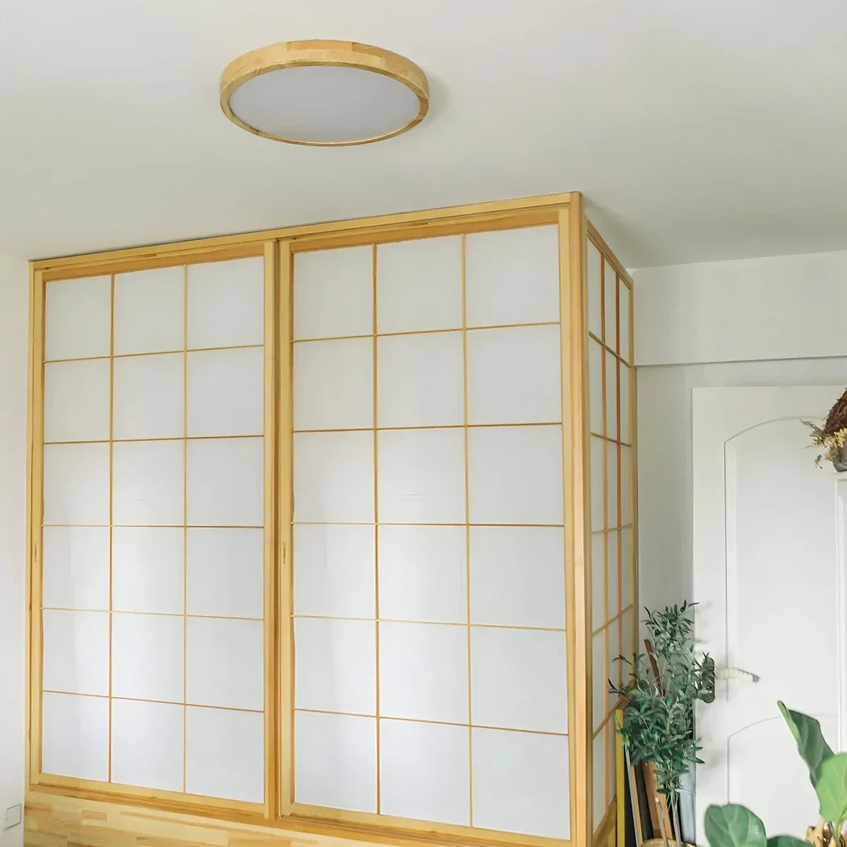 Modern Wood Round Ceiling Light for Bedroom | Desfino