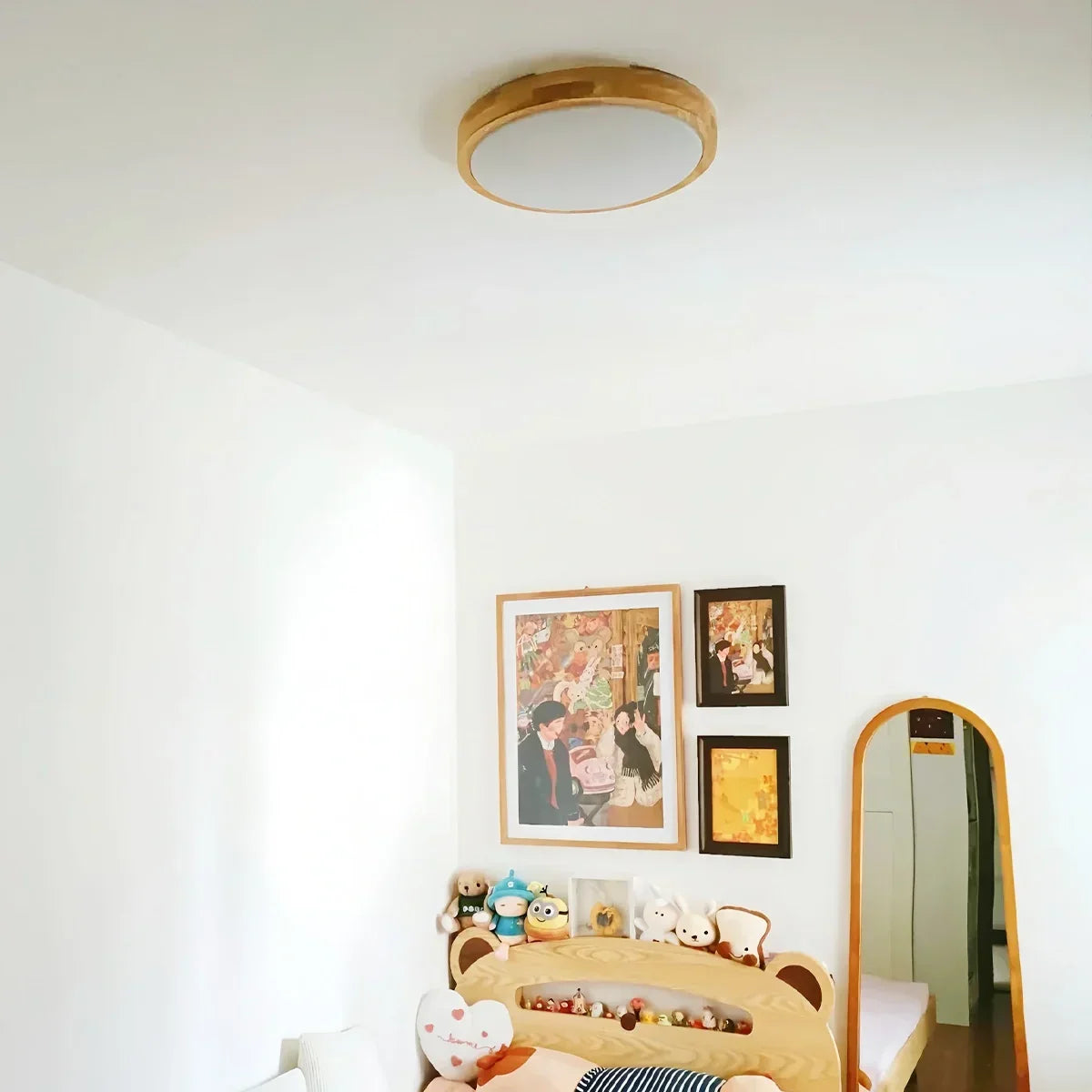 Modern Wood Round Ceiling Light for Bedroom | Desfino