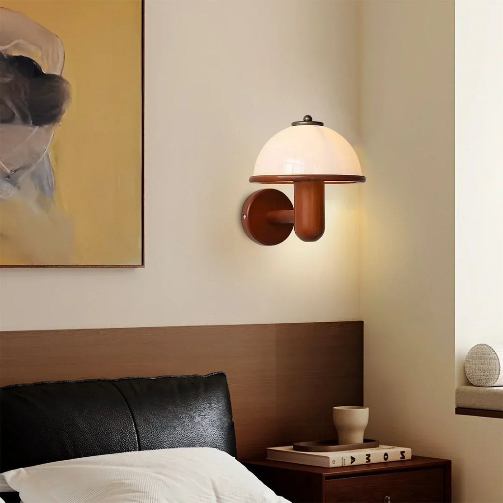 Mushroom Wood Wall Lamp for Bedroom | Desfino