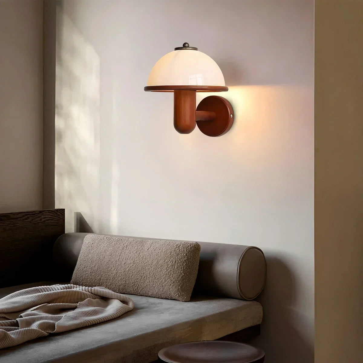 Mushroom Wood Wall Lamp for Bedroom | Desfino