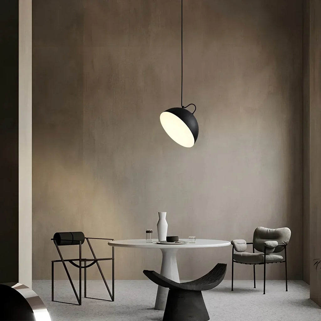 Nordische minimalistische schwarze halbrunde Pendelleuchte | Desfino