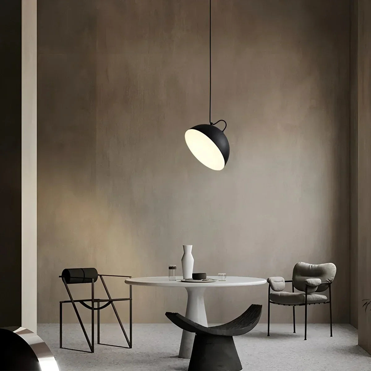 Nordische minimalistische schwarze halbrunde Pendelleuchte | Desfino