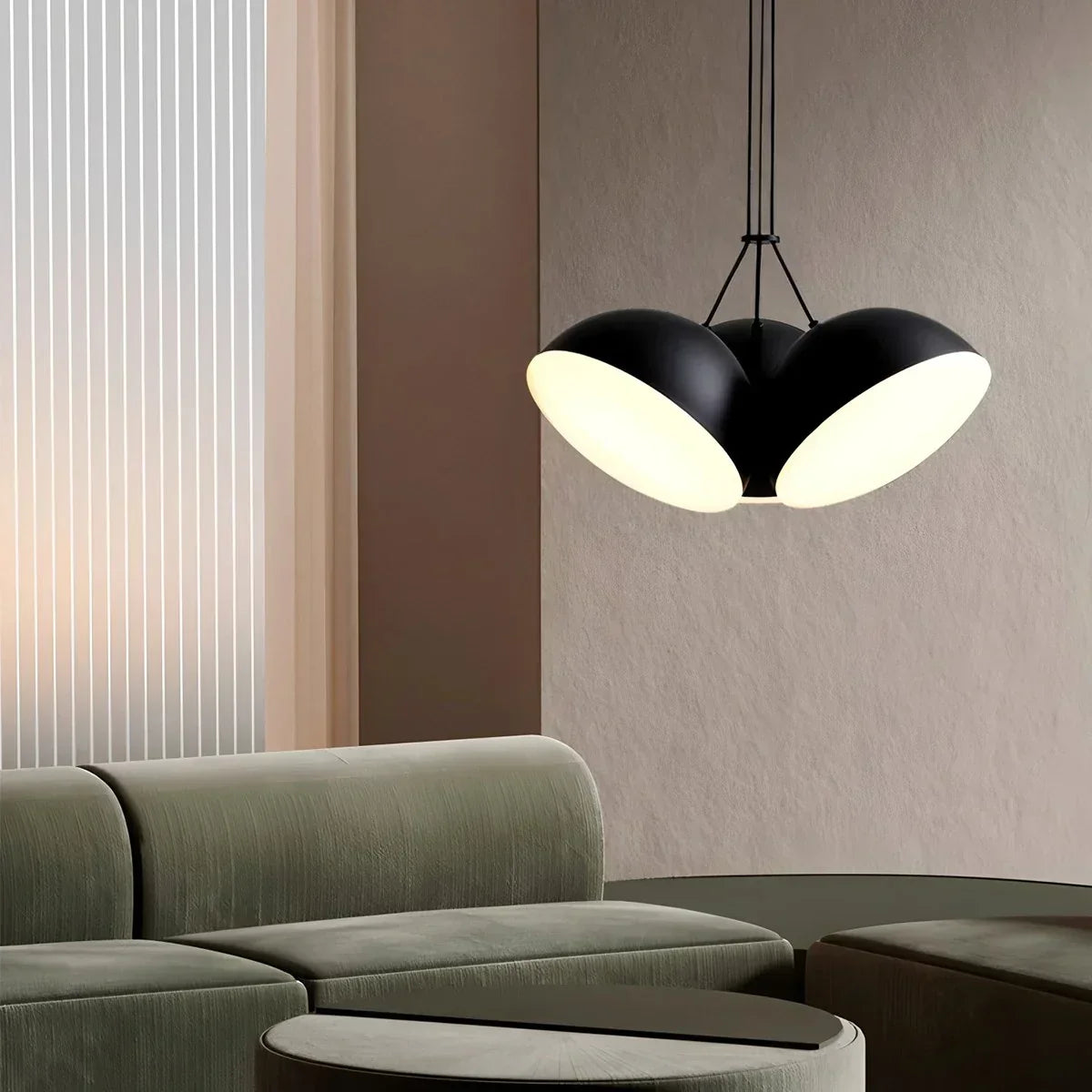 Nordische minimalistische schwarze halbrunde Pendelleuchte | Desfino