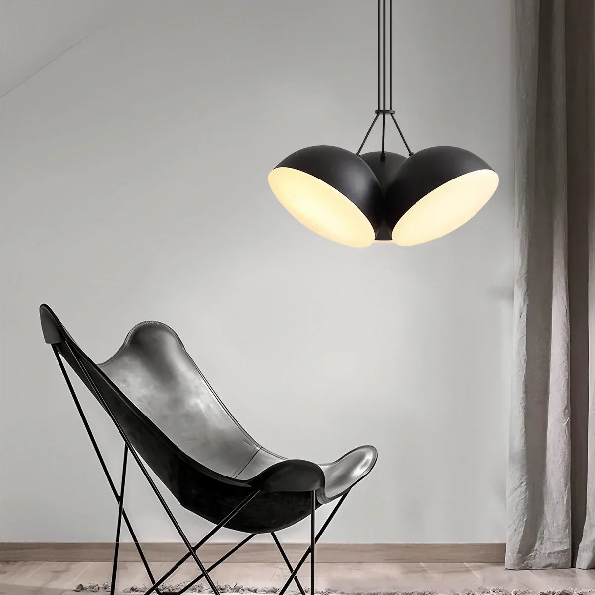 Nordische minimalistische schwarze halbrunde Pendelleuchte | Desfino