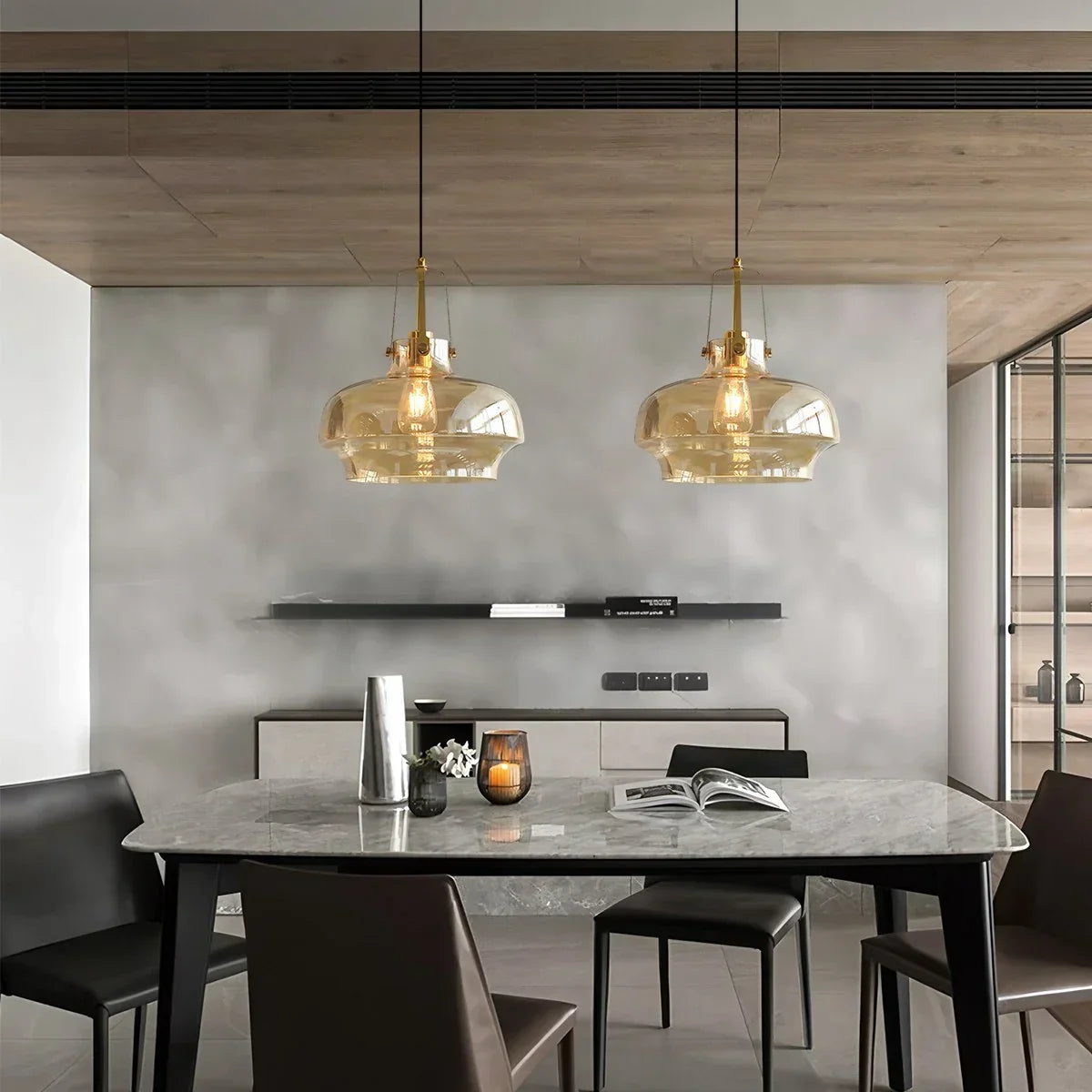 Nordische minimalistische Glas-Pendelleuchte für das Esszimmer | Desfino