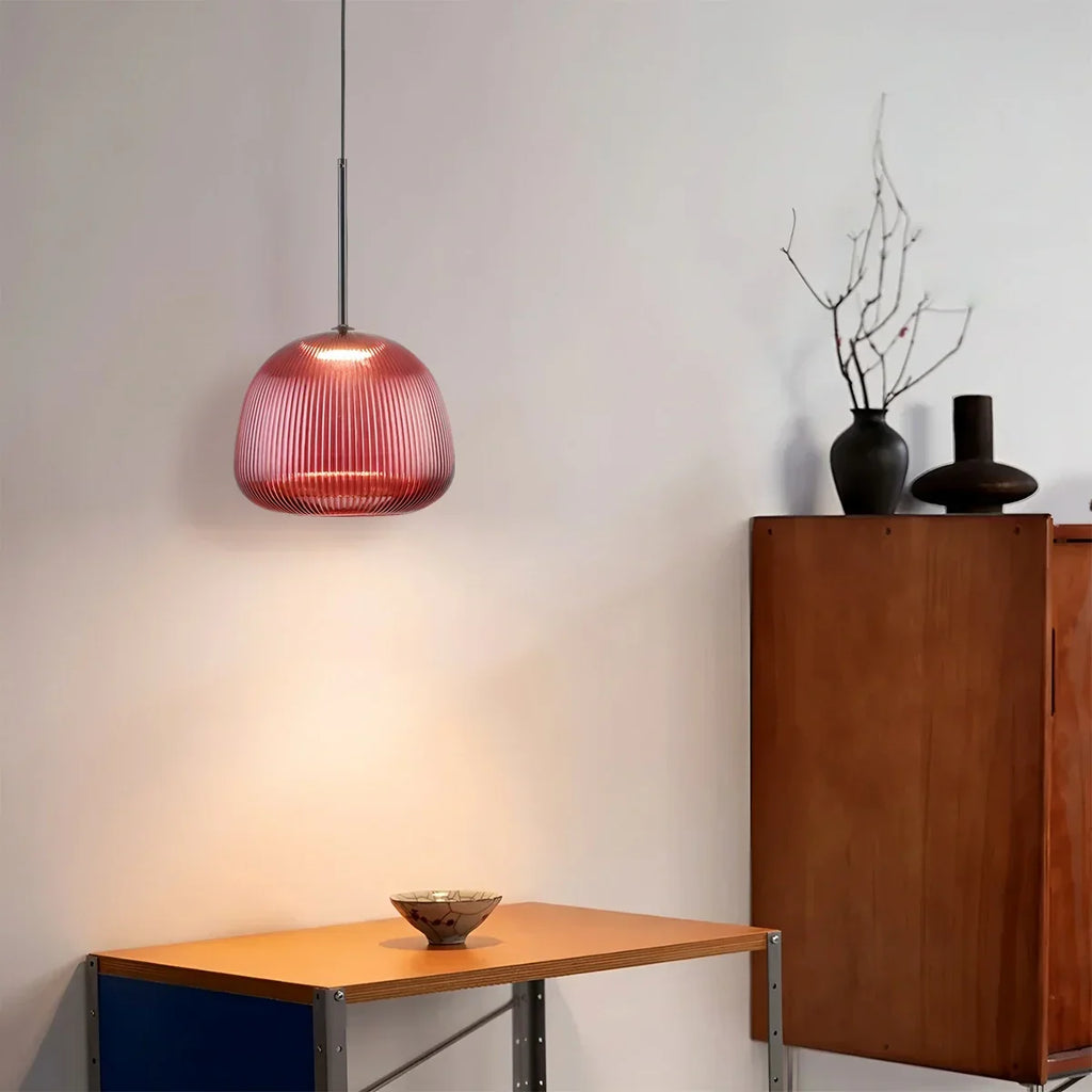 Nordic Pleated Colored Glass Pendant Light | Desfino