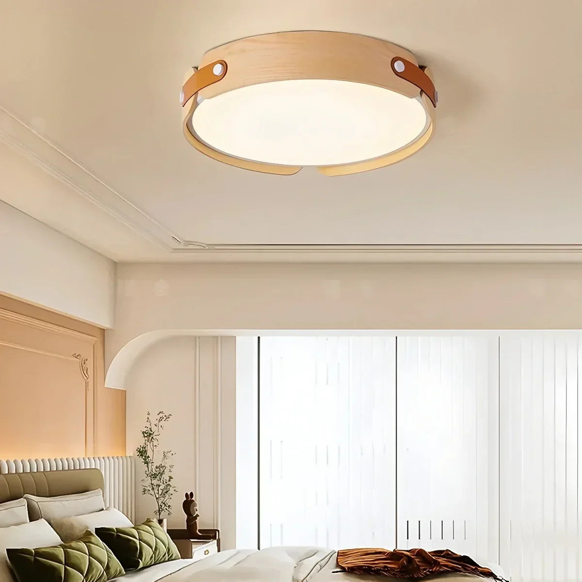 Nordic Wood Ceiling Light for Bedroom | Desfino