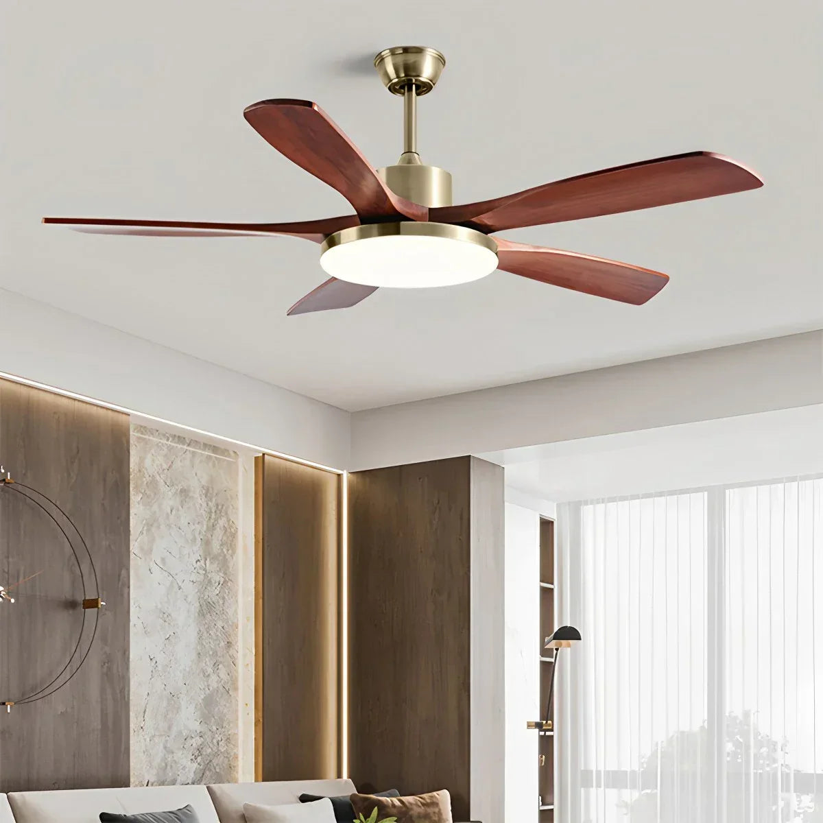 Wood Ceiling Fan Light for Living Room | Desfino
