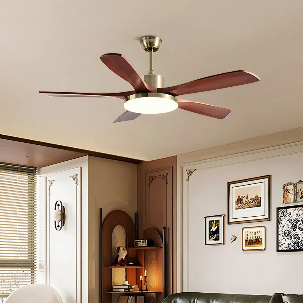 Deckenventilator mit Holz und Licht für das Wohnzimmer | Desfino