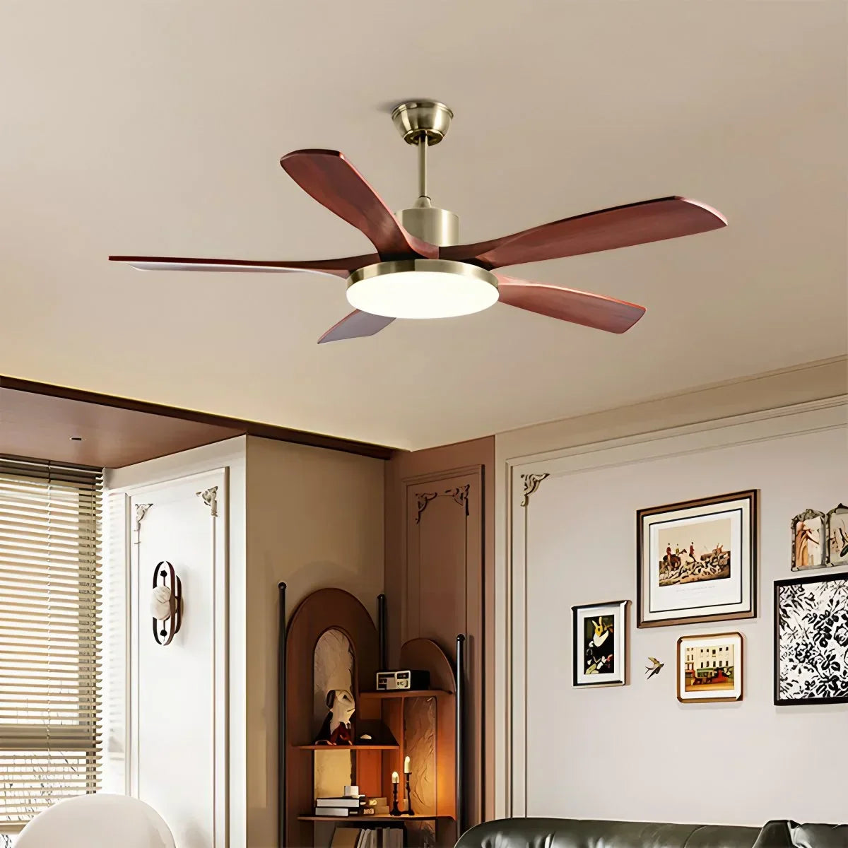 Wood Ceiling Fan Light for Living Room | Desfino
