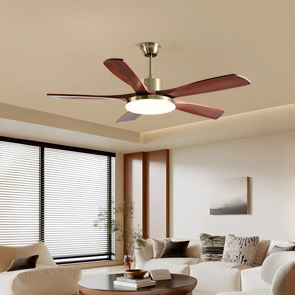 Deckenventilator mit Holz und Licht für das Wohnzimmer | Desfino