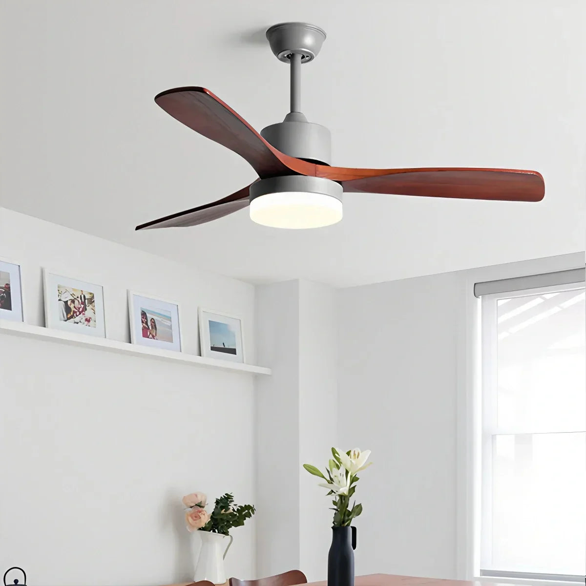Deckenventilator mit Holz und Licht für das Wohnzimmer | Desfino