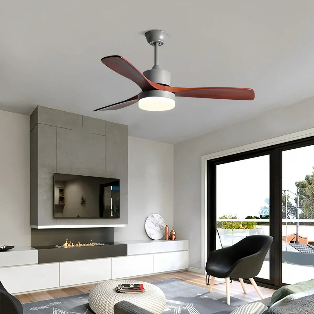 Deckenventilator mit Holz und Licht für das Wohnzimmer | Desfino