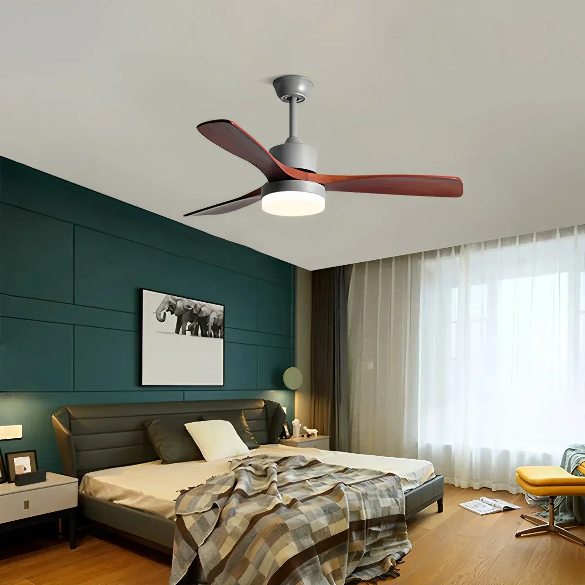 Deckenventilator mit Holz und Licht für das Wohnzimmer | Desfino