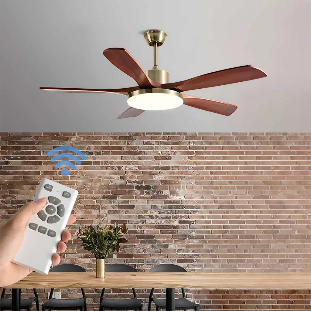Deckenventilator mit Holz und Licht für das Wohnzimmer | Desfino