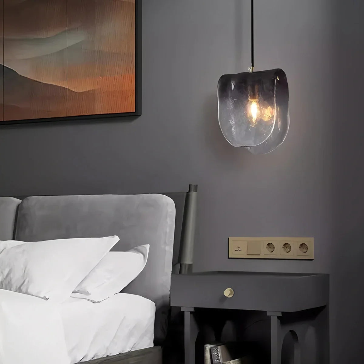 Modern Gradient Glass Pendant Light for Bedside | Desfino