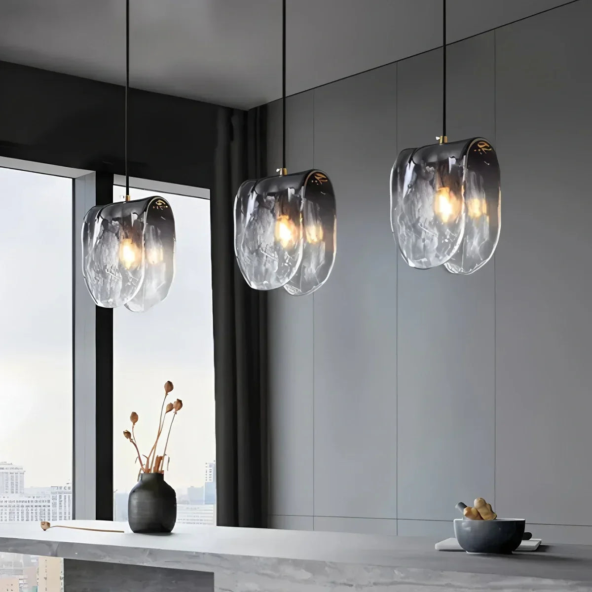 Modern Gradient Glass Pendant Light for Bedside | Desfino