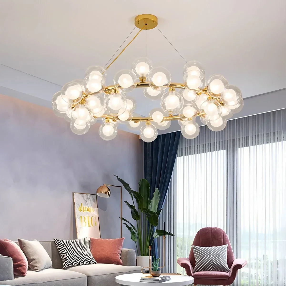 Nur Bubble Glass Chandelier for Living Room | Desfino