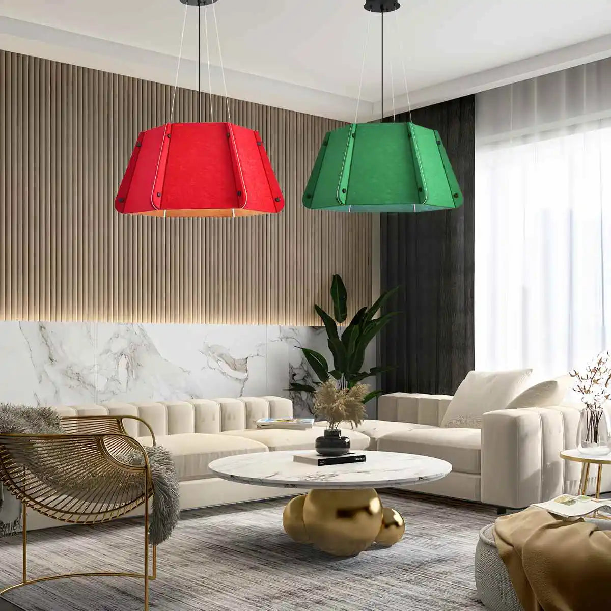 Outward Turning Circular Cone Acoustic Pendant Light | Desfino