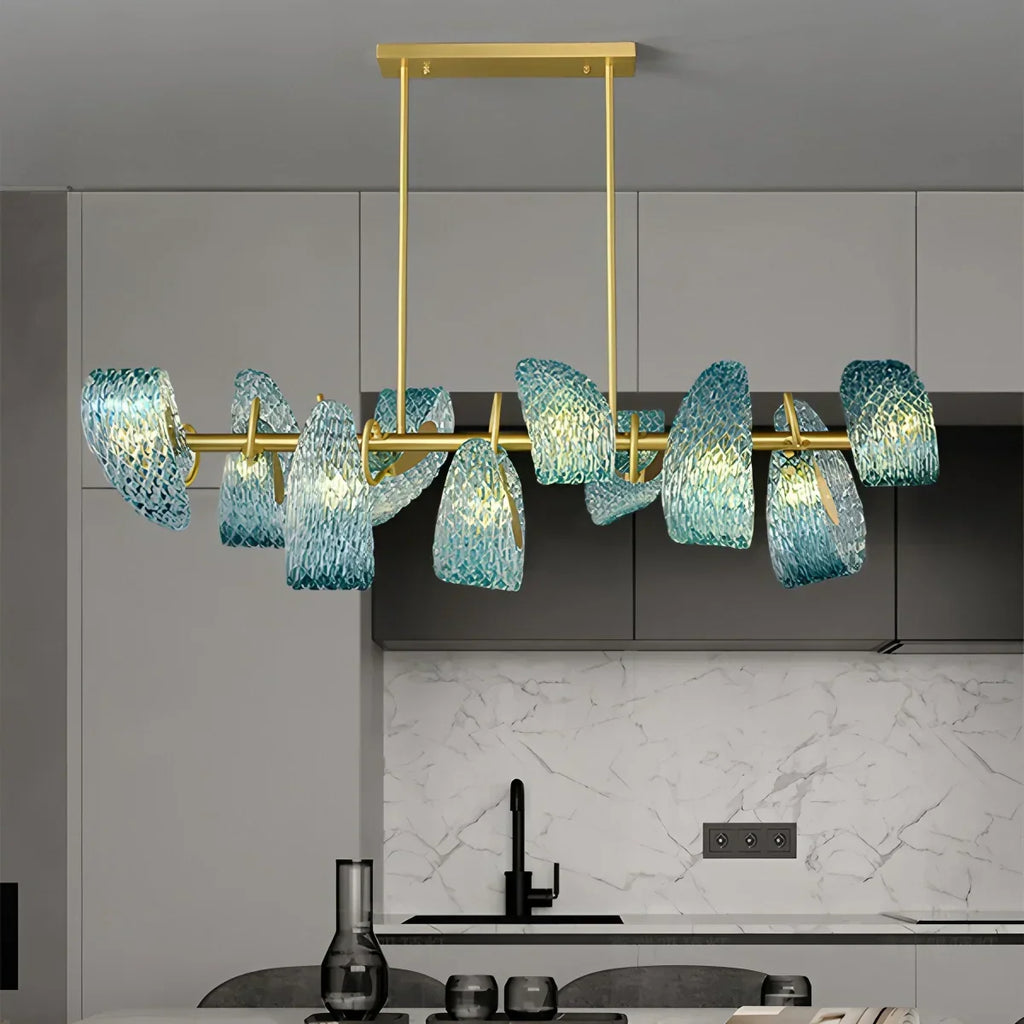 Peacock Blue Art Glass Chandelier for Dining Room | Desfino