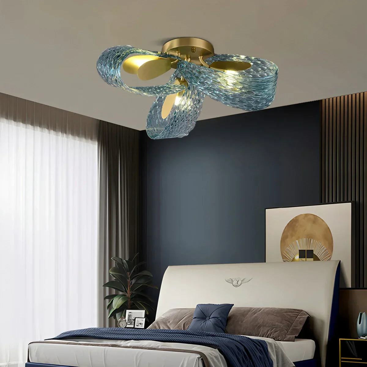 Peacock Blue Art Glass Chandelier for Dining Room | Desfino