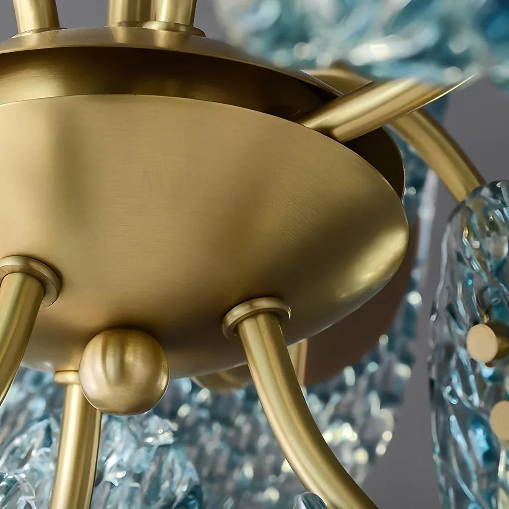 Peacock Blue Art Glass Chandelier for Dining Room | Desfino