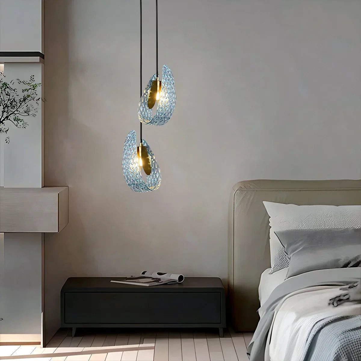 Peacock Blue Art Glass Chandelier for Dining Room | Desfino