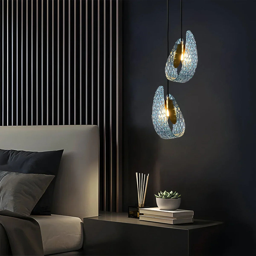 Peacock Blue Art Glass Chandelier for Dining Room | Desfino