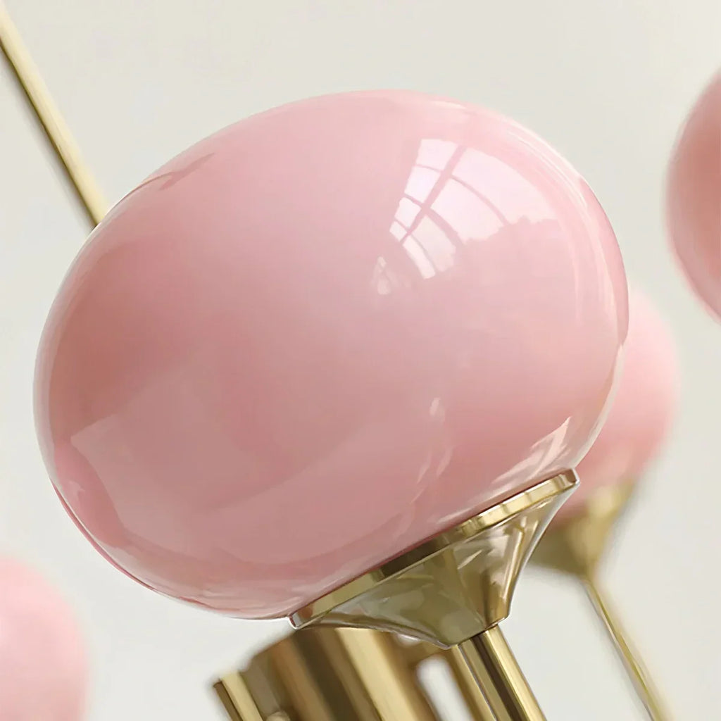 Pink Glass Globe Arm Chandelier for Living Room | Desfino