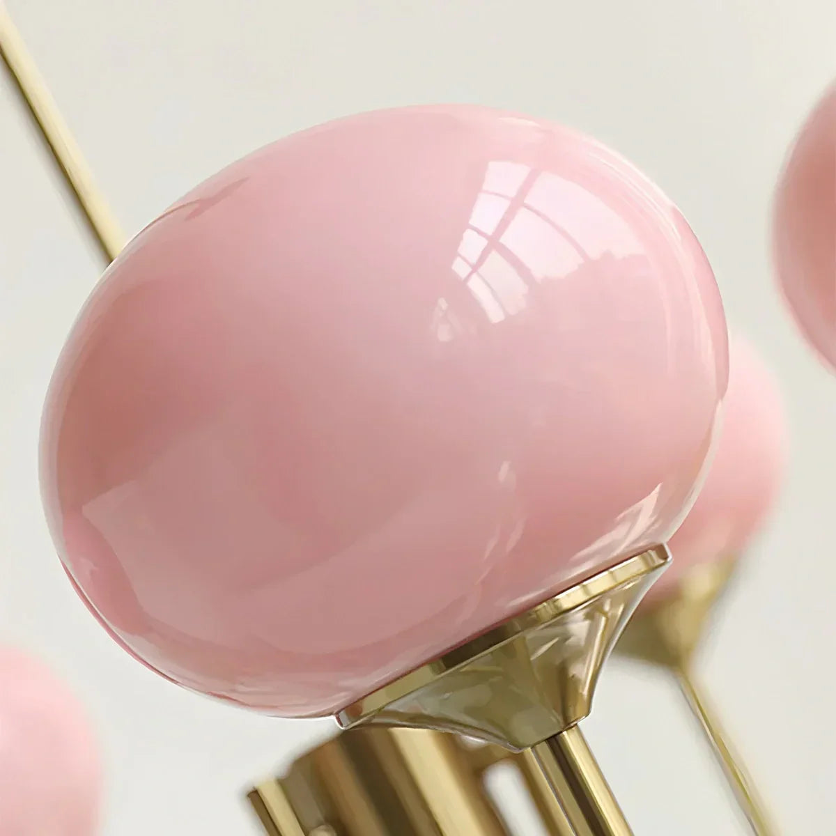 Pink Glass Globe Arm Chandelier for Living Room | Desfino