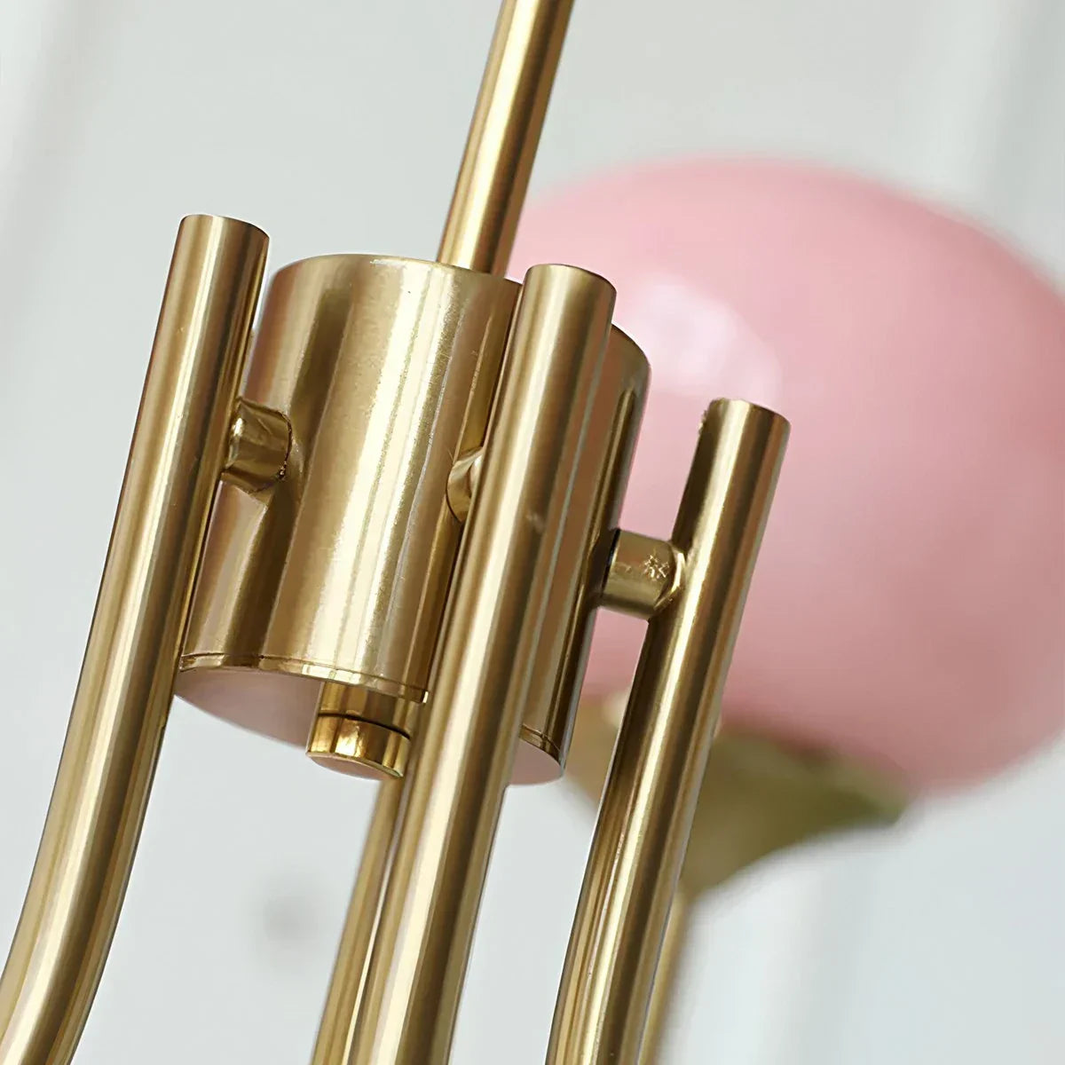 Pink Glass Globe Arm Chandelier for Living Room | Desfino