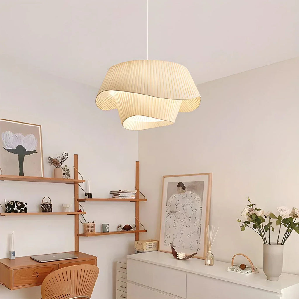 Pendelleuchte mit plissiertem Stoff-Trommelschirm für moderne Innenräume | Desfino