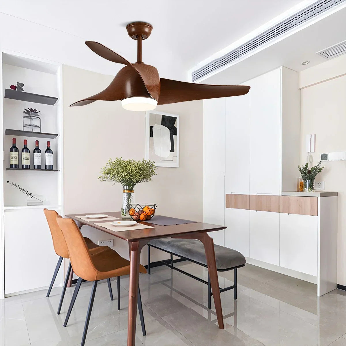 Deckenventilator mit Lampe und Propellerdesign für das Esszimmer | Desfino