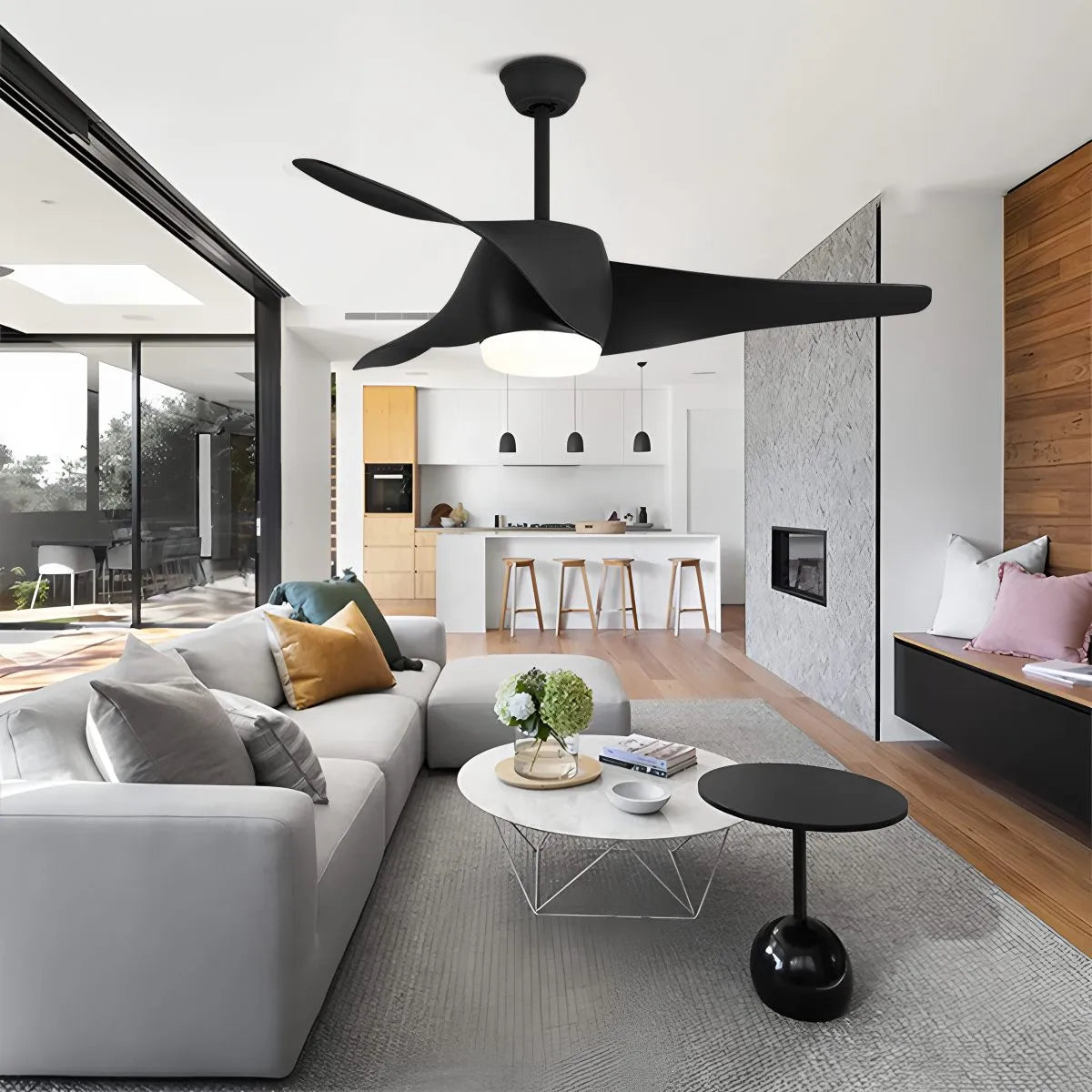 Deckenventilator mit Lampe und Propellerdesign für das Esszimmer | Desfino