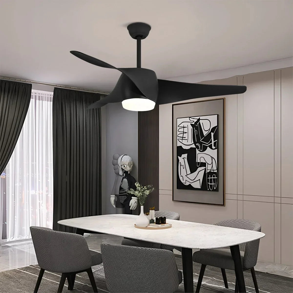 Deckenventilator mit Lampe und Propellerdesign für das Esszimmer | Desfino