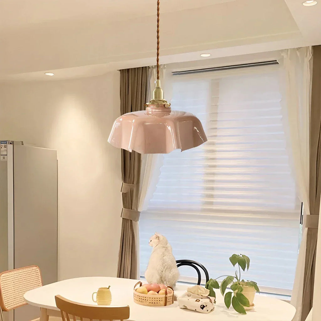 Retro-Pendelleuchte aus farbigem Glas für die Küche | Desfino