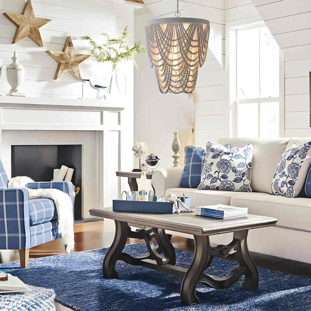 Retro Wooden Bead Chandelier for Dining Room | Desfino