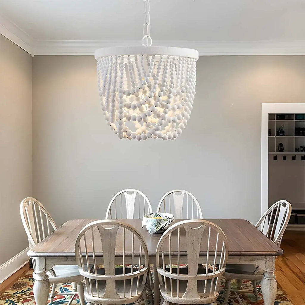Retro Wooden Bead Chandelier for Dining Room | Desfino