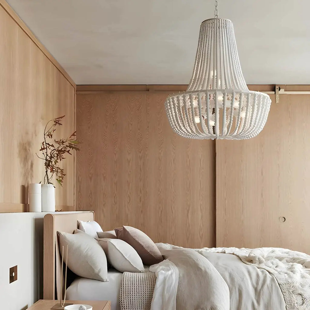 Retro Wooden Bead Chandelier for Dining Room | Desfino