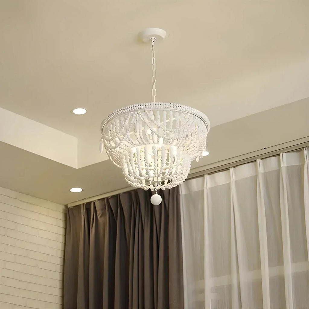 Retro Wooden Bead Chandelier for Dining Room | Desfino