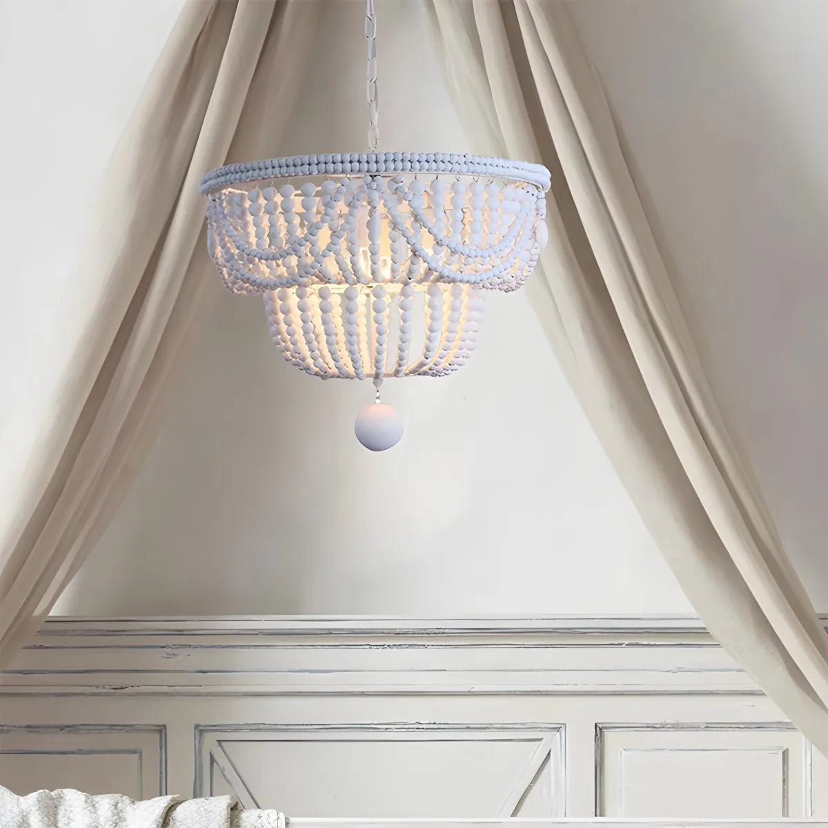 Retro Wooden Bead Chandelier for Dining Room | Desfino