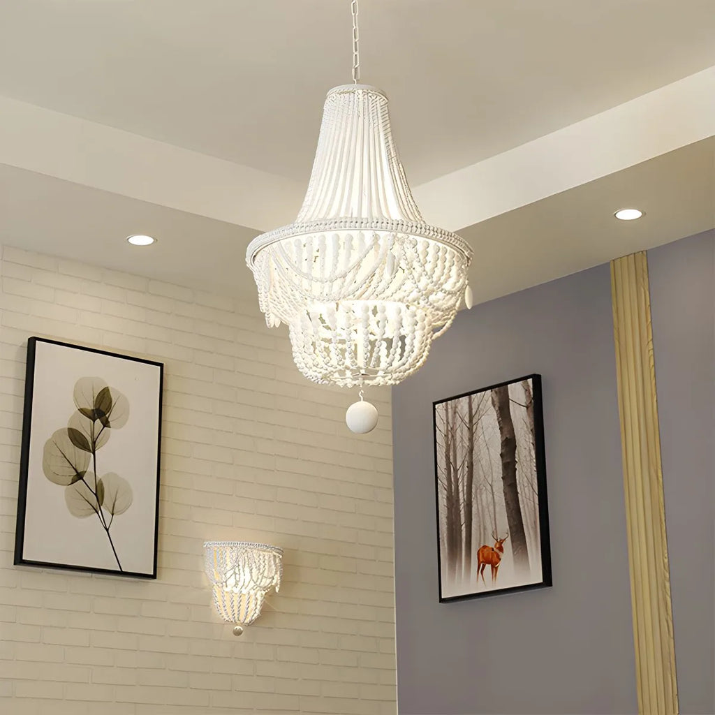 Retro Wooden Bead Chandelier for Dining Room | Desfino