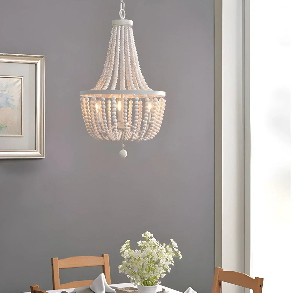 Retro Wooden Bead Chandelier for Dining Room | Desfino