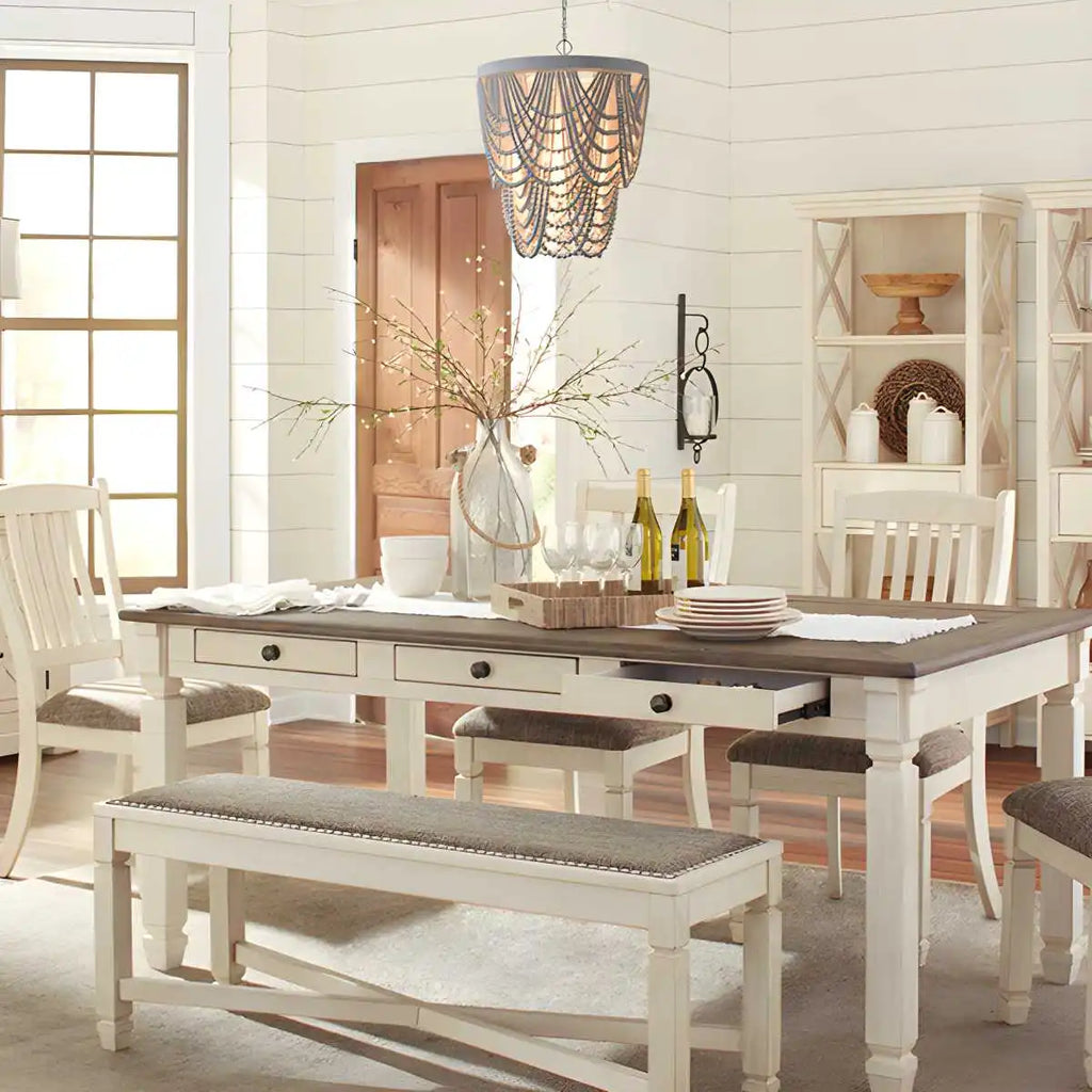 Retro Wooden Bead Chandelier for Dining Room | Desfino