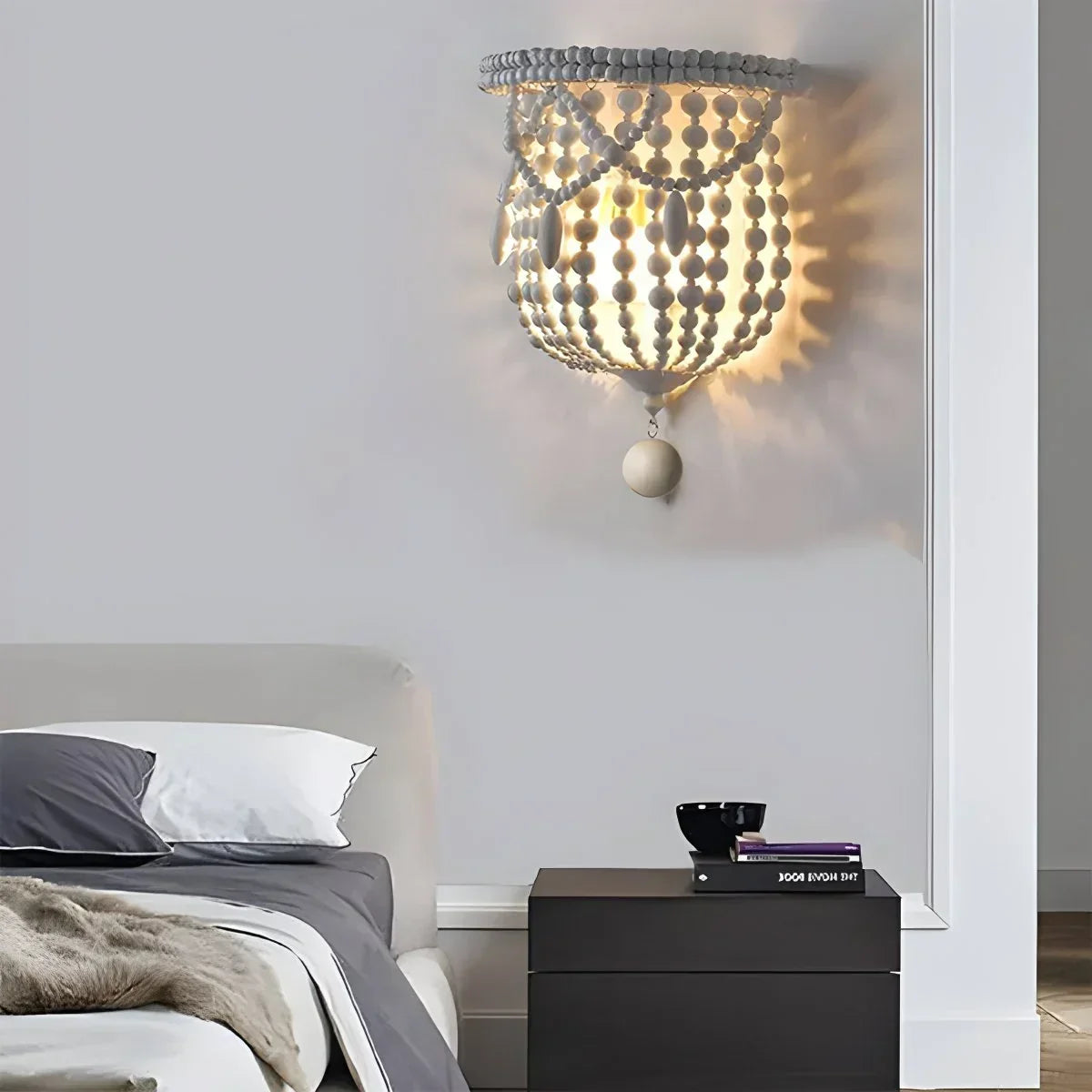 Retro Wooden Bead Chandelier for Dining Room | Desfino