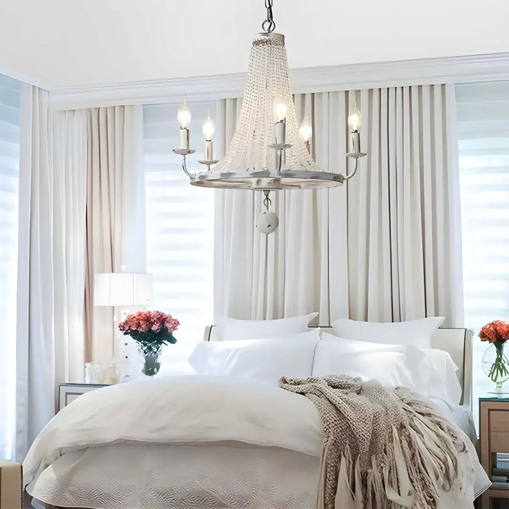 Retro Wooden Bead Chandelier for Dining Room | Desfino