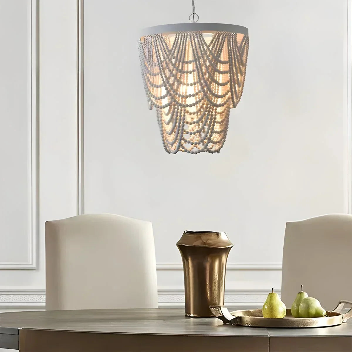 Retro Wooden Bead Chandelier for Dining Room | Desfino