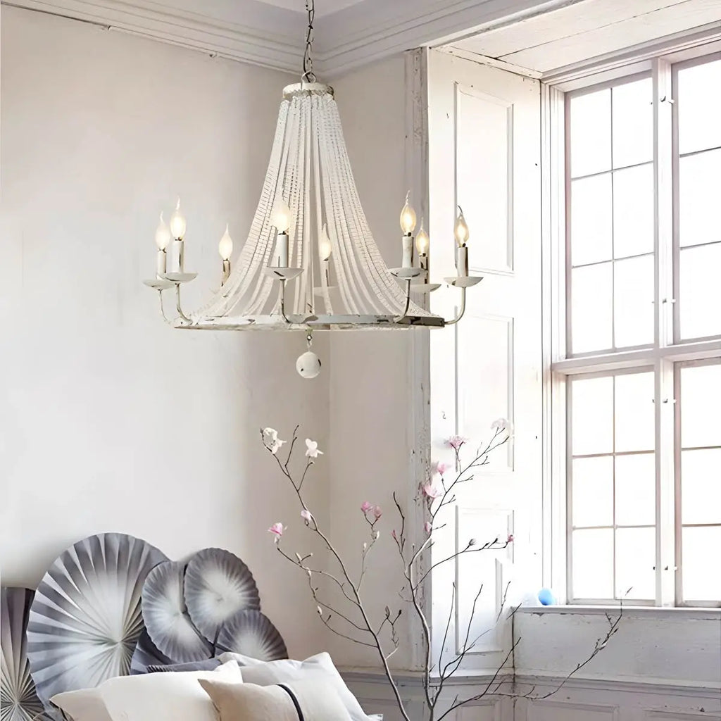 Retro Wooden Bead Chandelier for Dining Room | Desfino