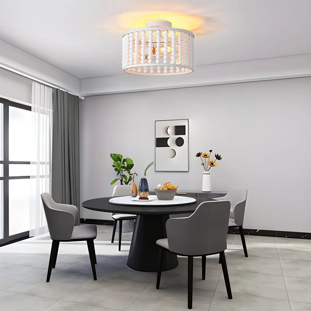 Retro Wooden Bead Chandelier for Dining Room | Desfino