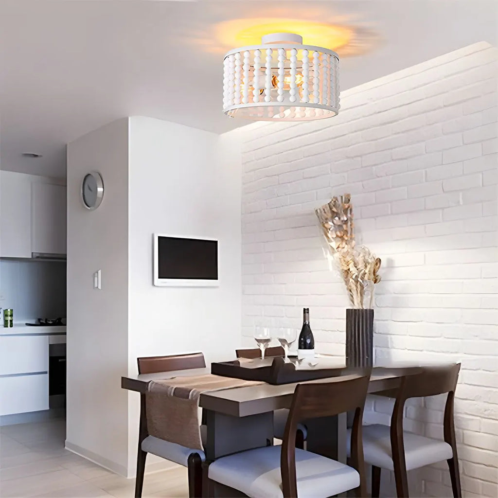 Retro Wooden Bead Chandelier for Dining Room | Desfino